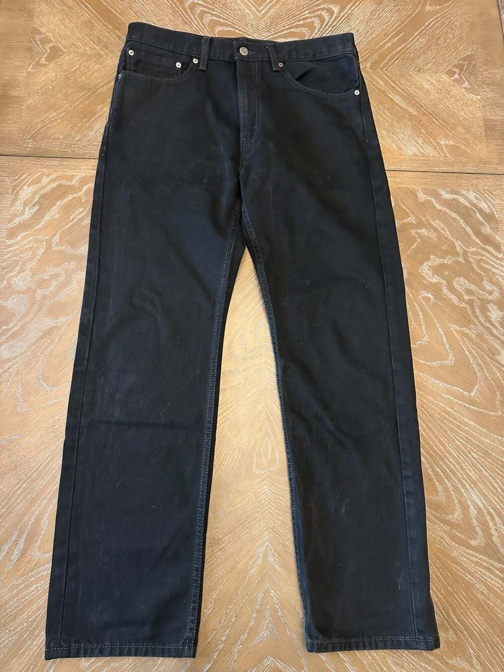 Levi's 505 Regular Fit Black Denim Jeans Size 36x32